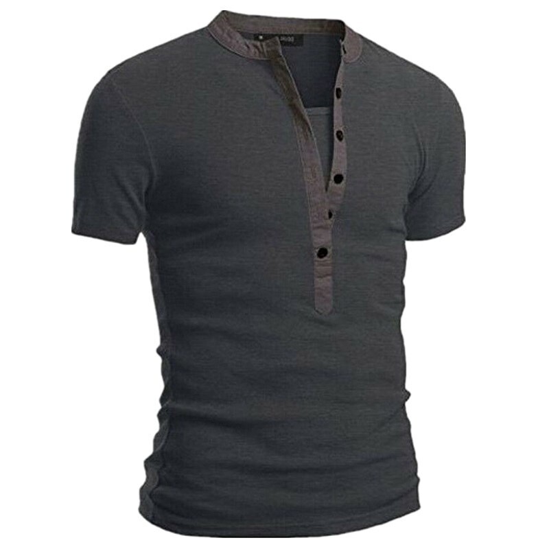 Men’s Muscle Slim Henley Shirts Crewneck Longline Athletic Gym Workout