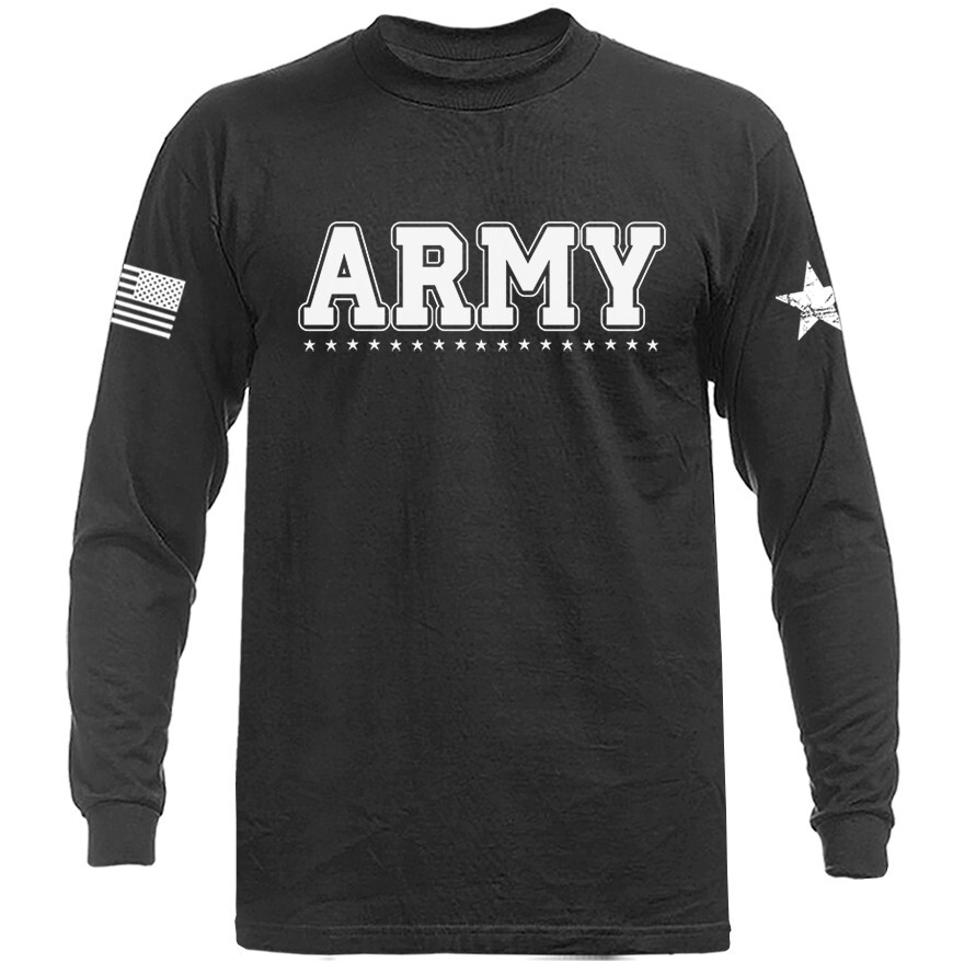 Army Military Patriotic US Flag Veteran Long Sleeve