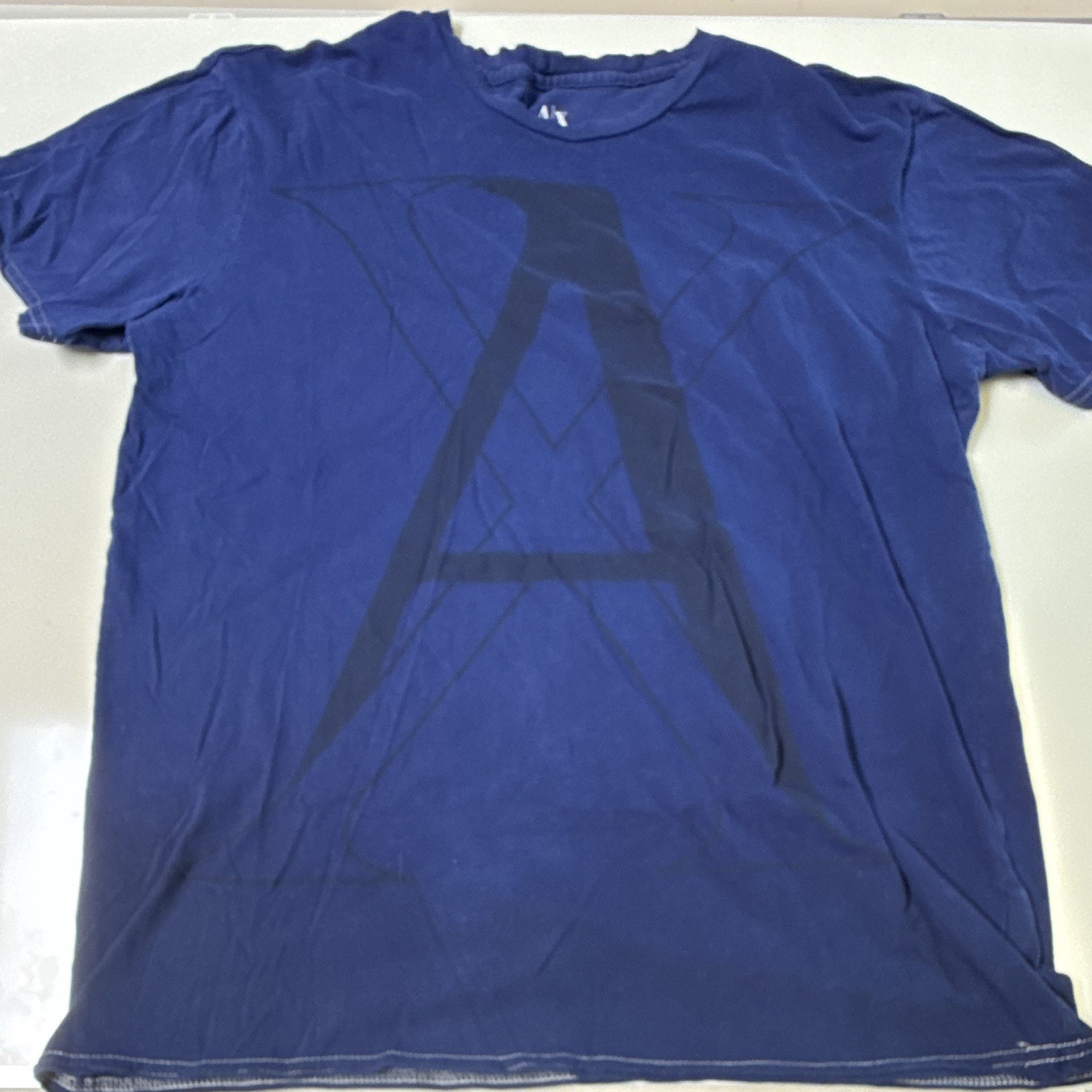 Armani Exchange Men’s L Blue Graphic Logo Print Crew Neck Short Sleeve T-Shirt