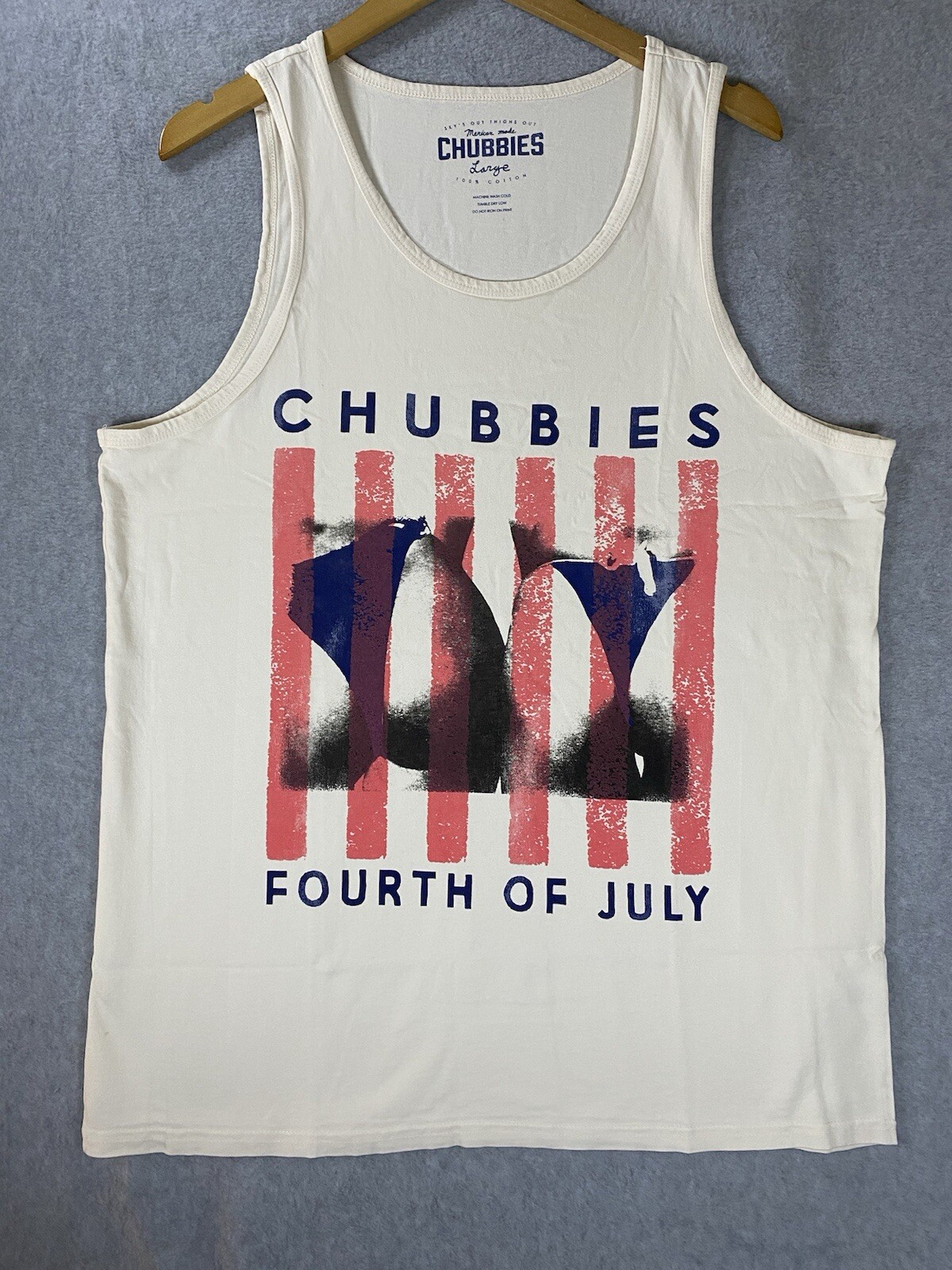 Chubbies Tank Top Mens Large Ivory 4th Of July Cotton Scoop Neck Muscle Tee Butt