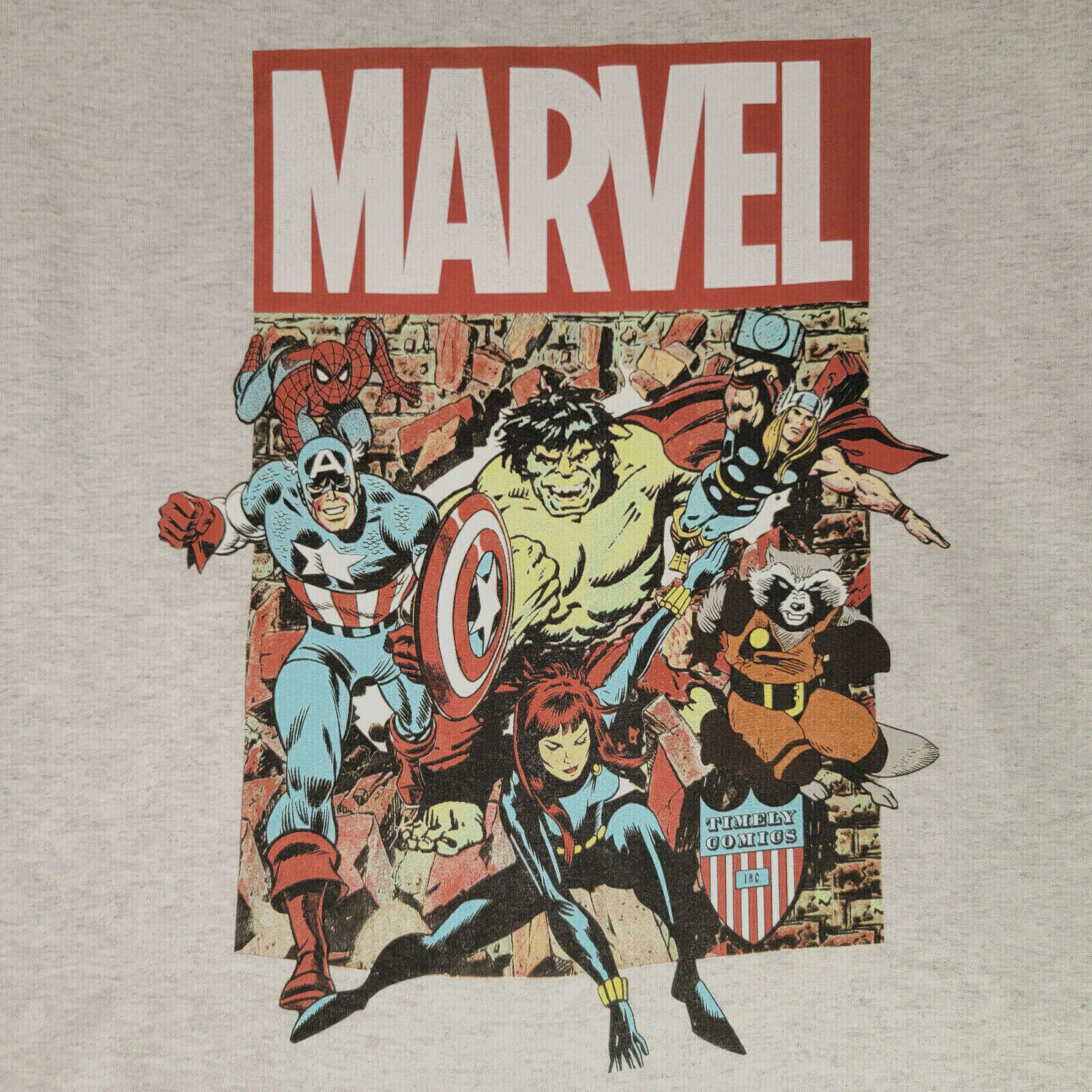 MARVEL COMICS Shirt Mens Small Gray Golden Age Avengers Casual Hulk Thor NWT