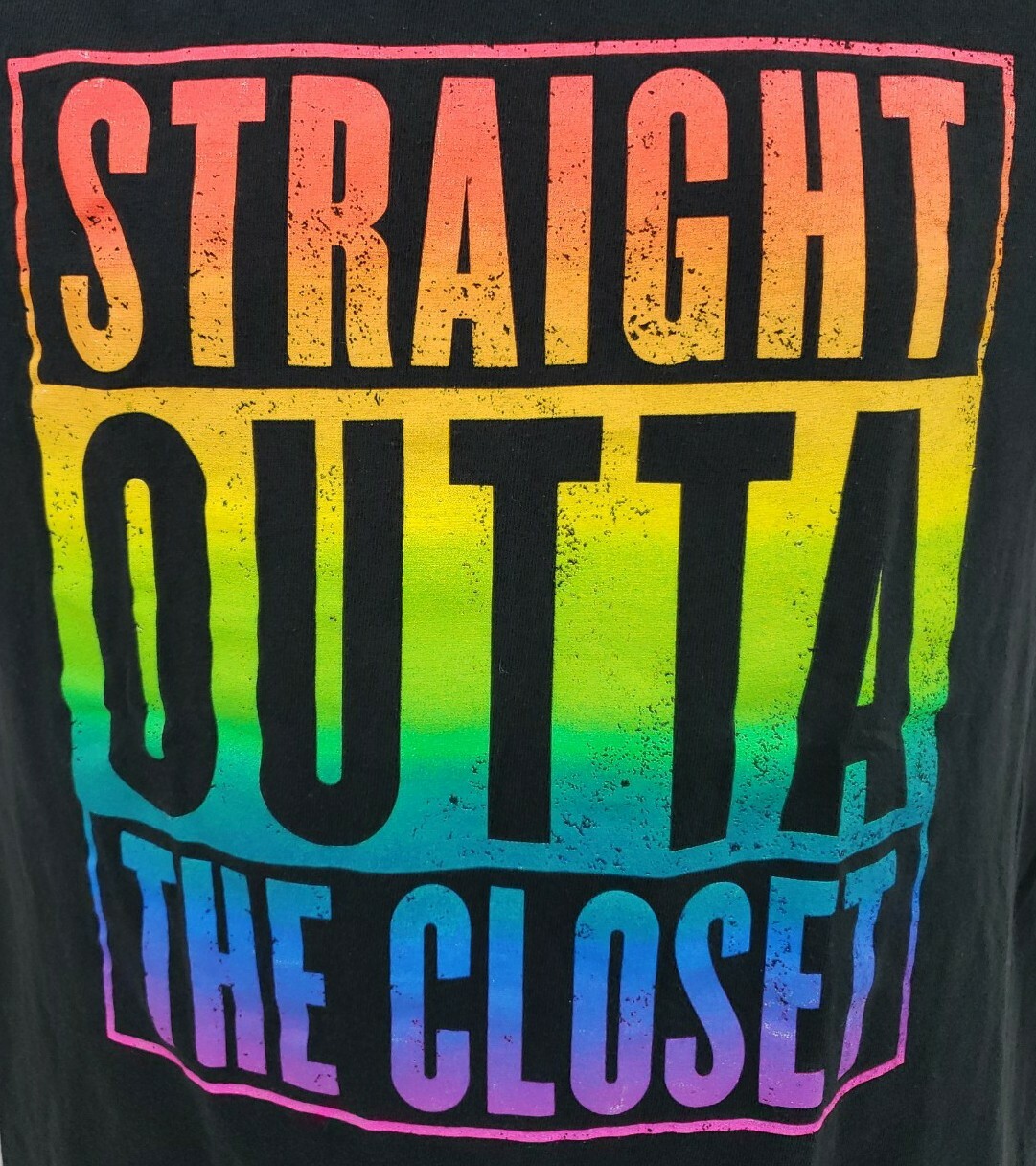 Spencer’s Straight Outta The Closet Shirt Mens Medium Black Gay Pride Adult A05