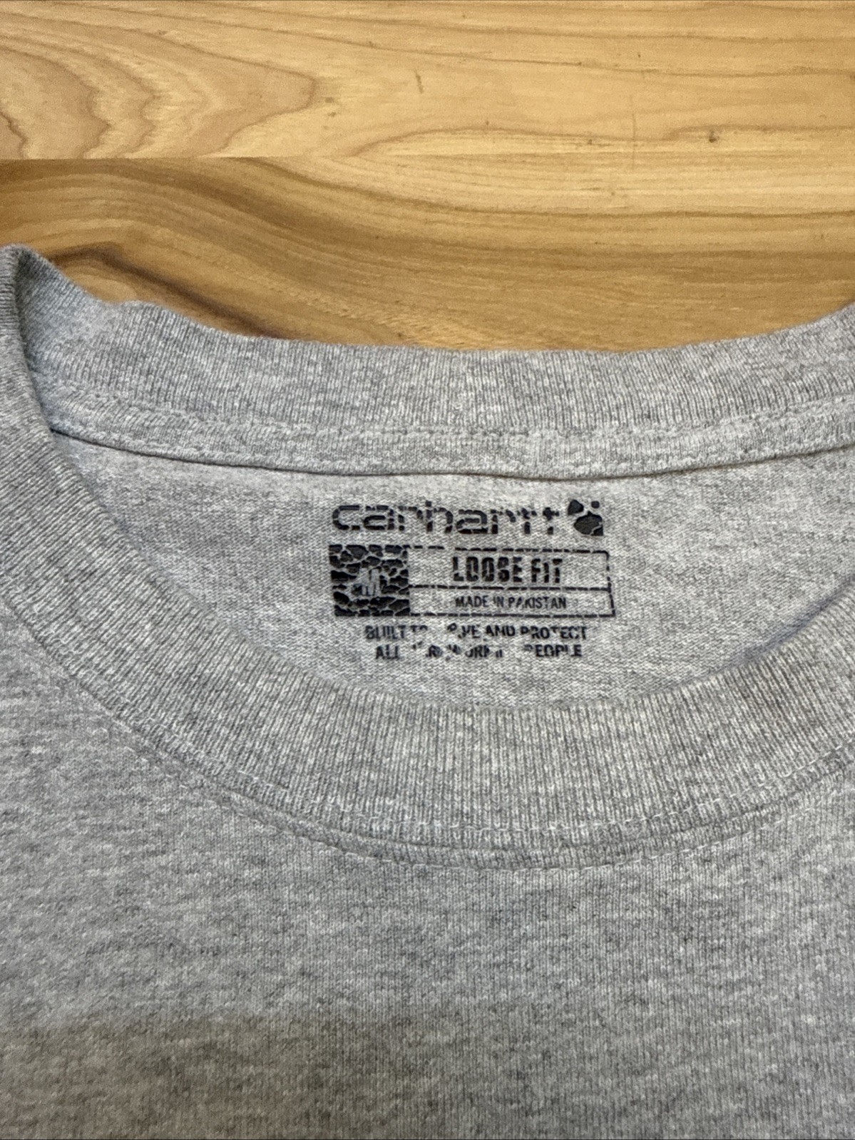 Carhartt K231 Gray Loose Fit Graphic Logo Long Sleeve T-Shirt Size Medium
