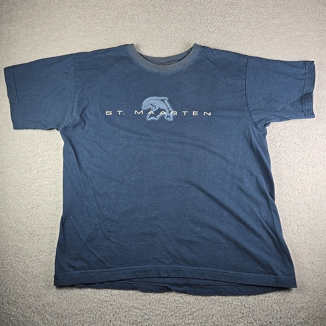 St Maarten Dolphin T-Shirt Men’s Size XL Blue Tropical Tees Sea Aquatic Vacation
