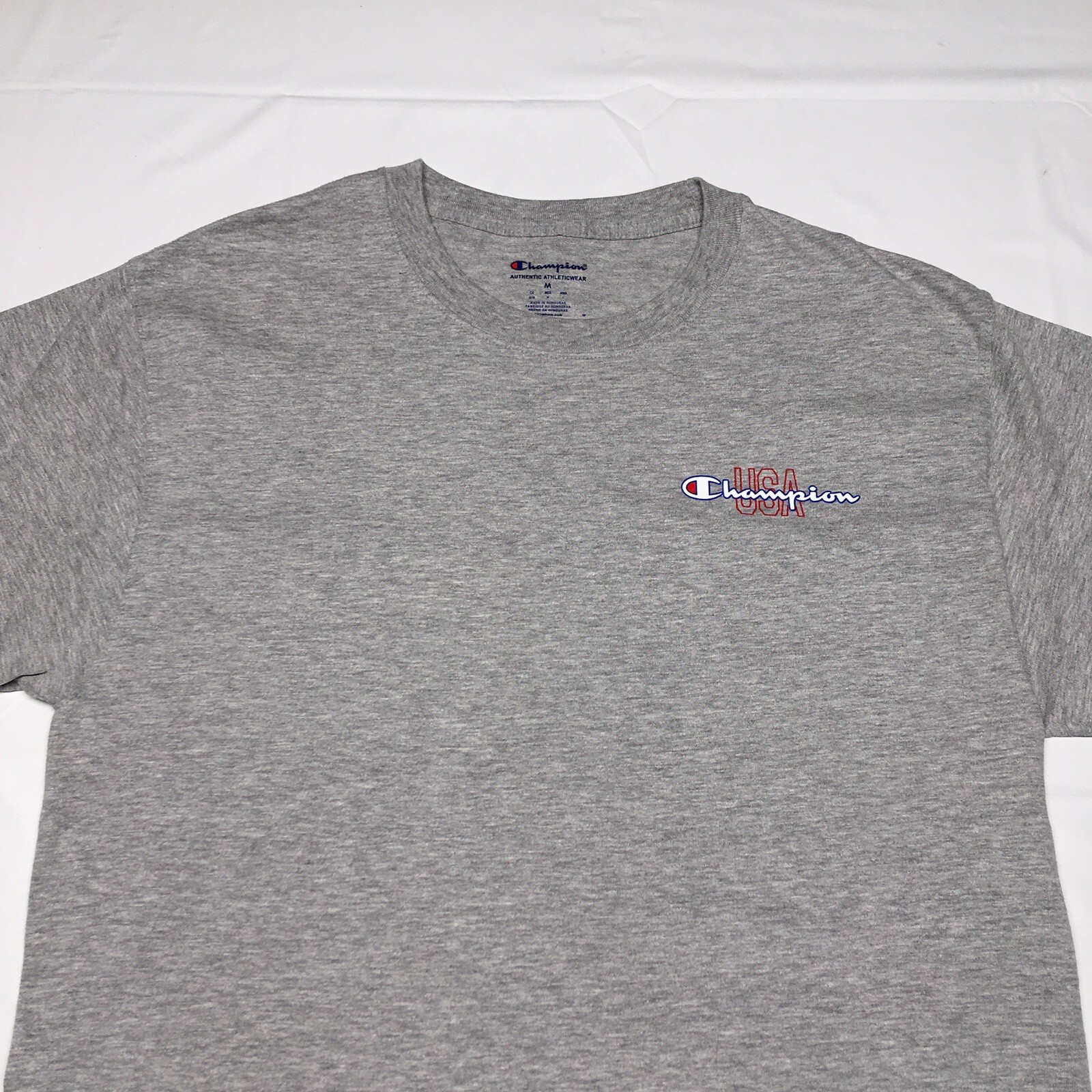 Champion Script Logo T-Shirt Men’s Medium Gray Hip Hop Hipster Sportswear Y2K