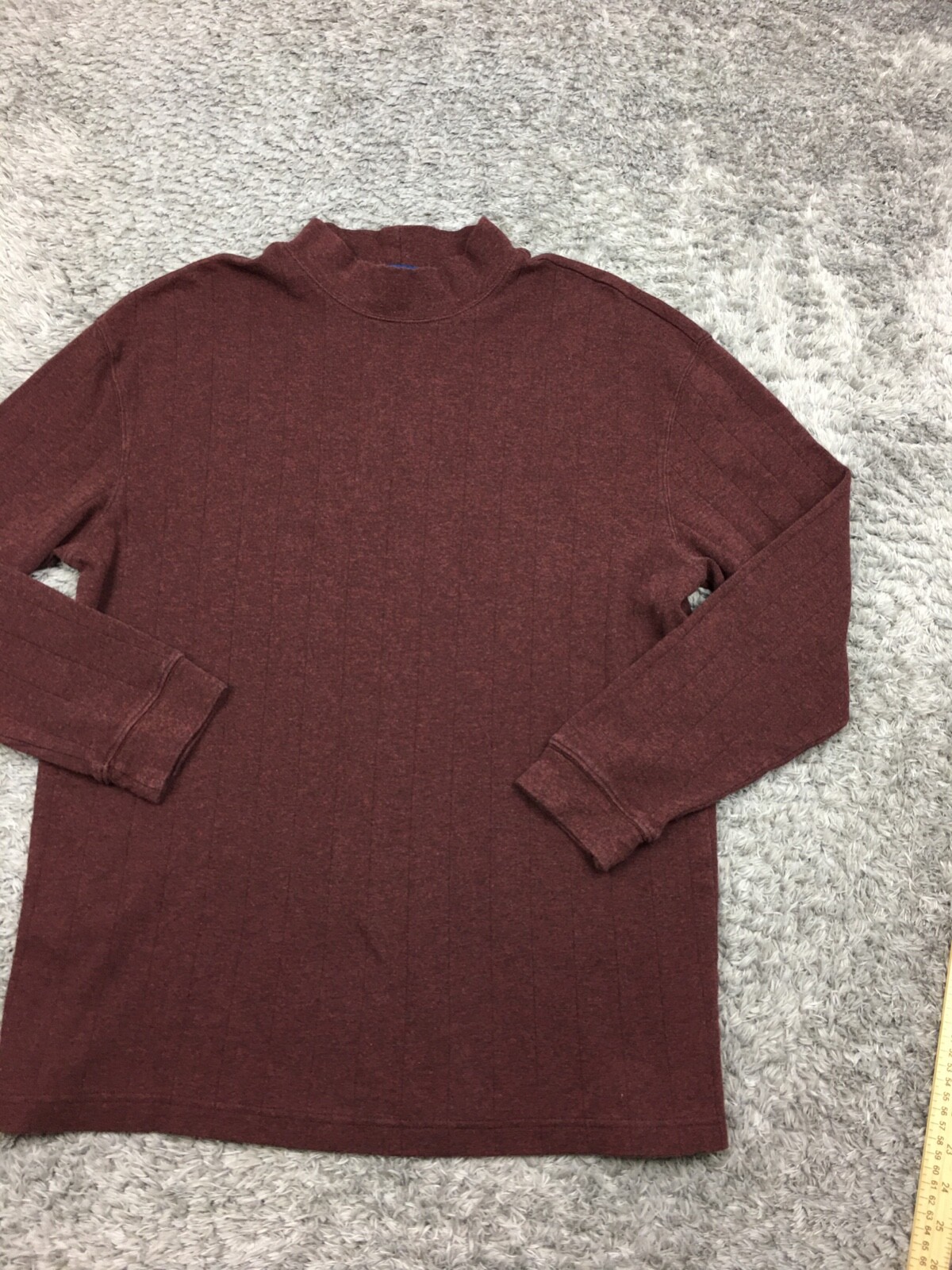 John Ashfort Mock Neck Shirt Mens Size Large Dark Red / Brown Stretch