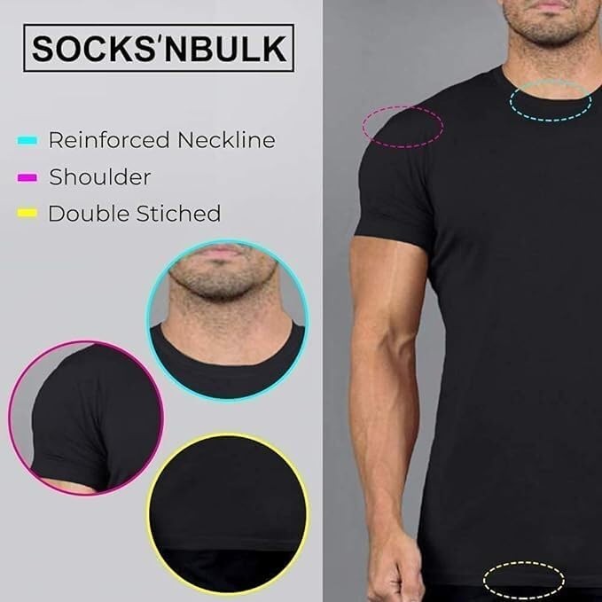 BILLIONHATS 6 Pack Mens Bulk Big Tall Short Sleeve Cotton Lightweight TShirt(XL)