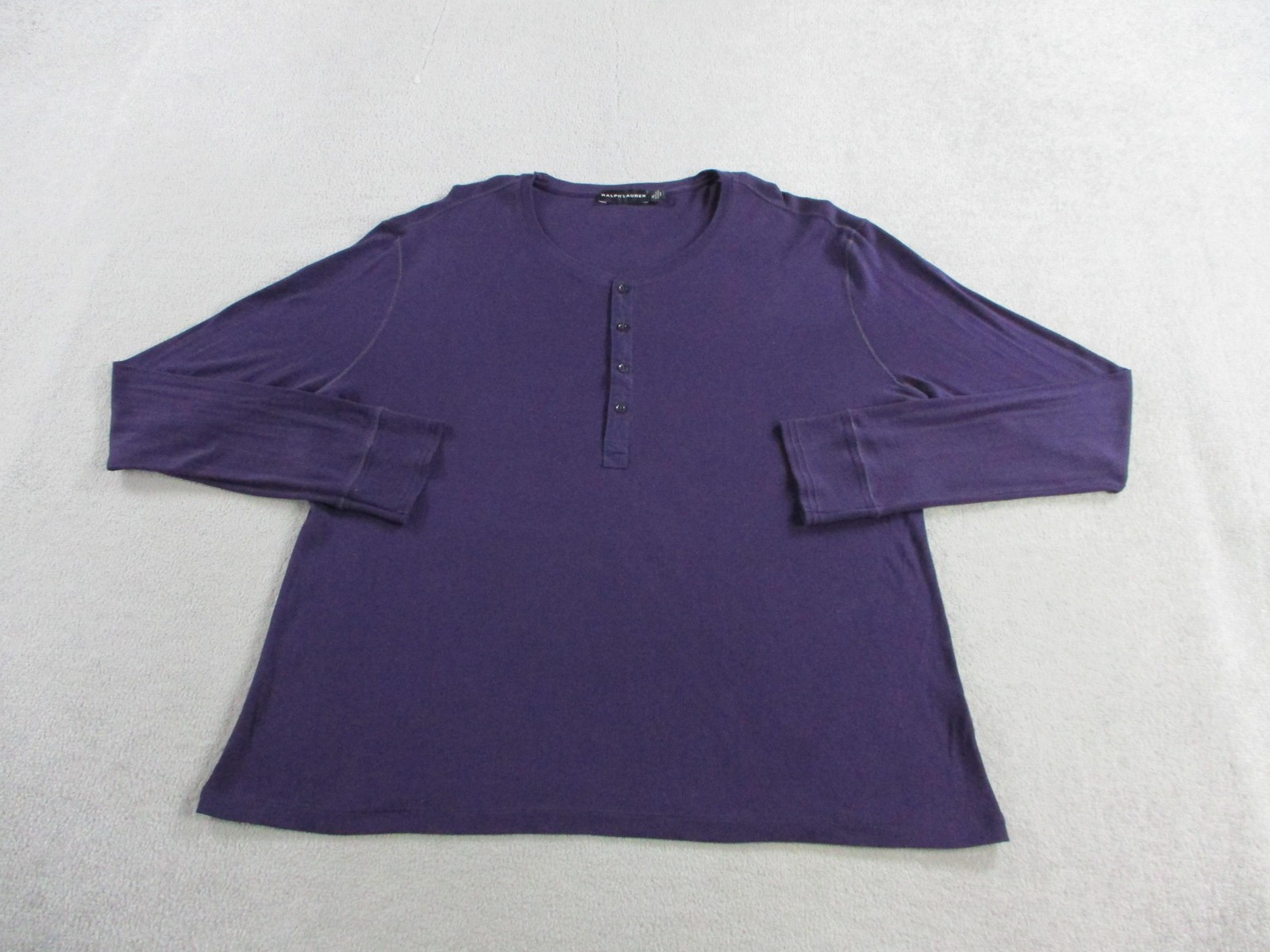 Ralph Lauren Shirt Mens XL Purple Black Label Ribbed Knit Henley Long Sleeve