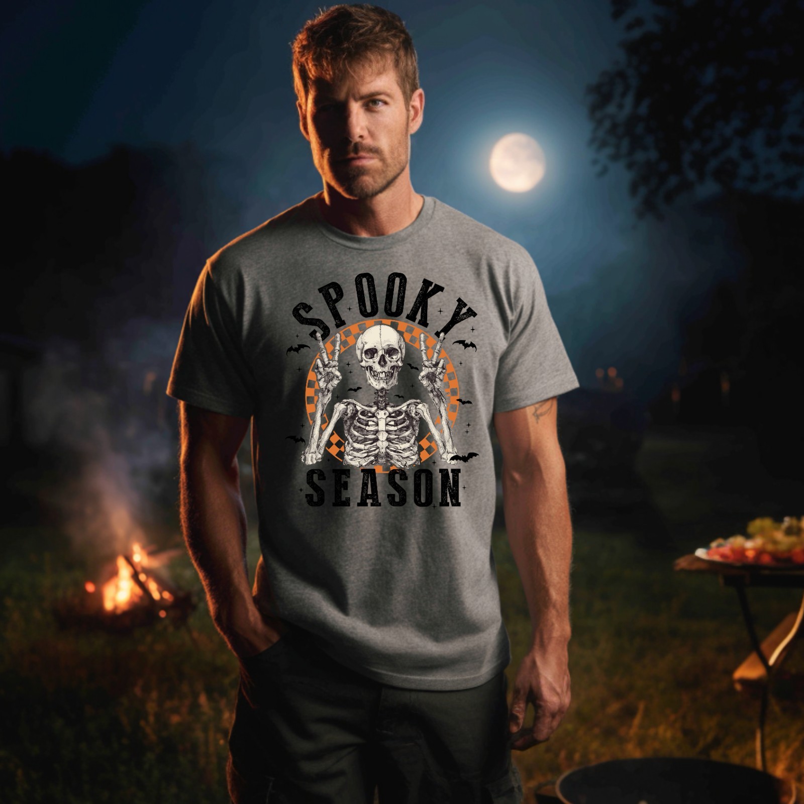 Halloween Shirt Vintage Retro Skeleton Scary Spooky Season Funny Novelty T-Shirt