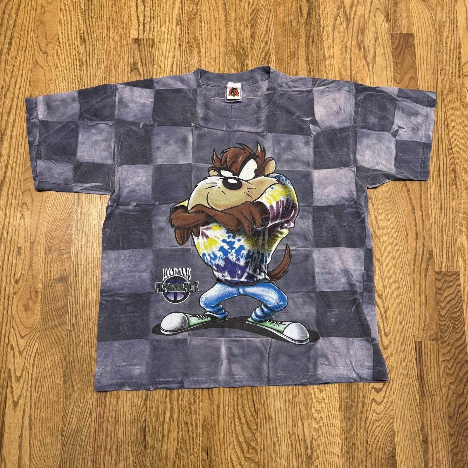 Vintage Looney Tunes Flashback Taz T Shirt Size XL Hippie 70s Tie Dye AOP Vtg