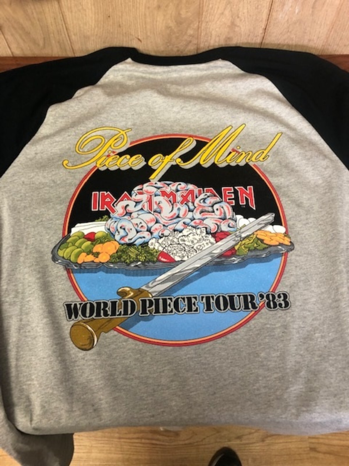Iron Maiden World Piece Tour 1983 Concert Raglan HEATHER/BLACK S to 3XL