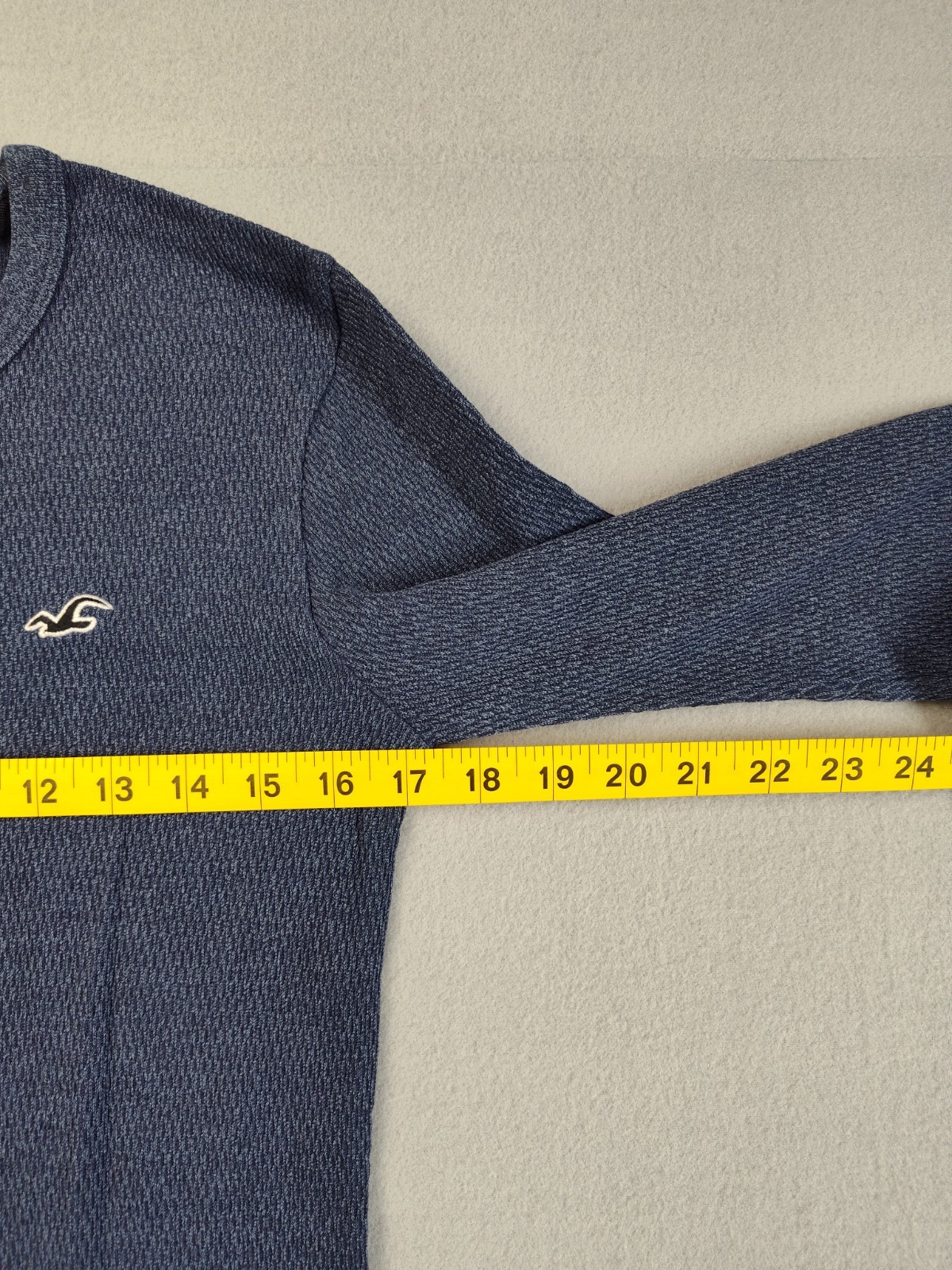 Hollister Men Shirt 2XS Navy Blue Crew Neck Long Sleeve Logo Casual