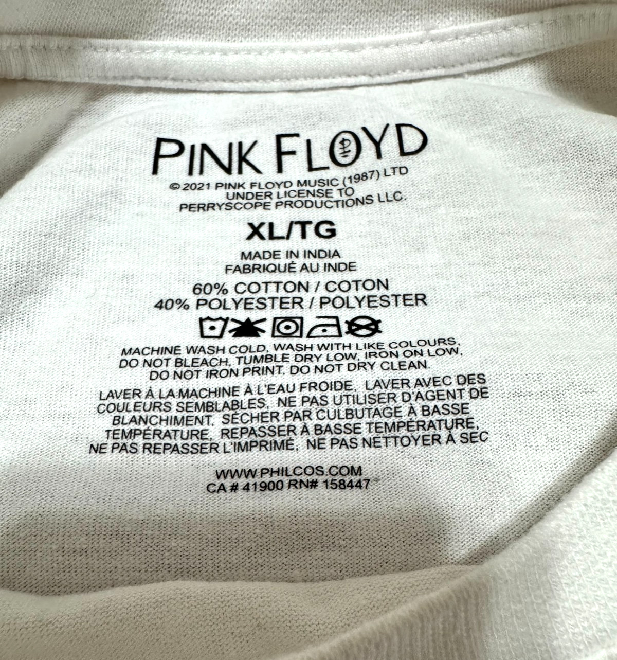 Pink Floyd Dark Side of The Moon Long Sleeve Shirt Mens XL White Band Graphic
