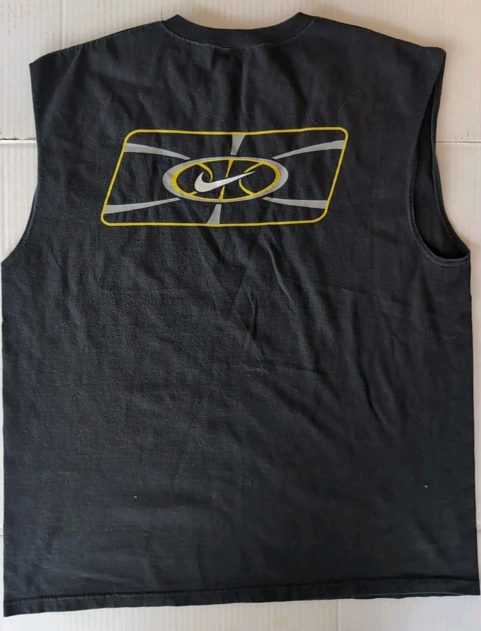 Vintage 80s/90s Black Large NIKE Swoosh Tank Top Chest & Back logo White Tag USA