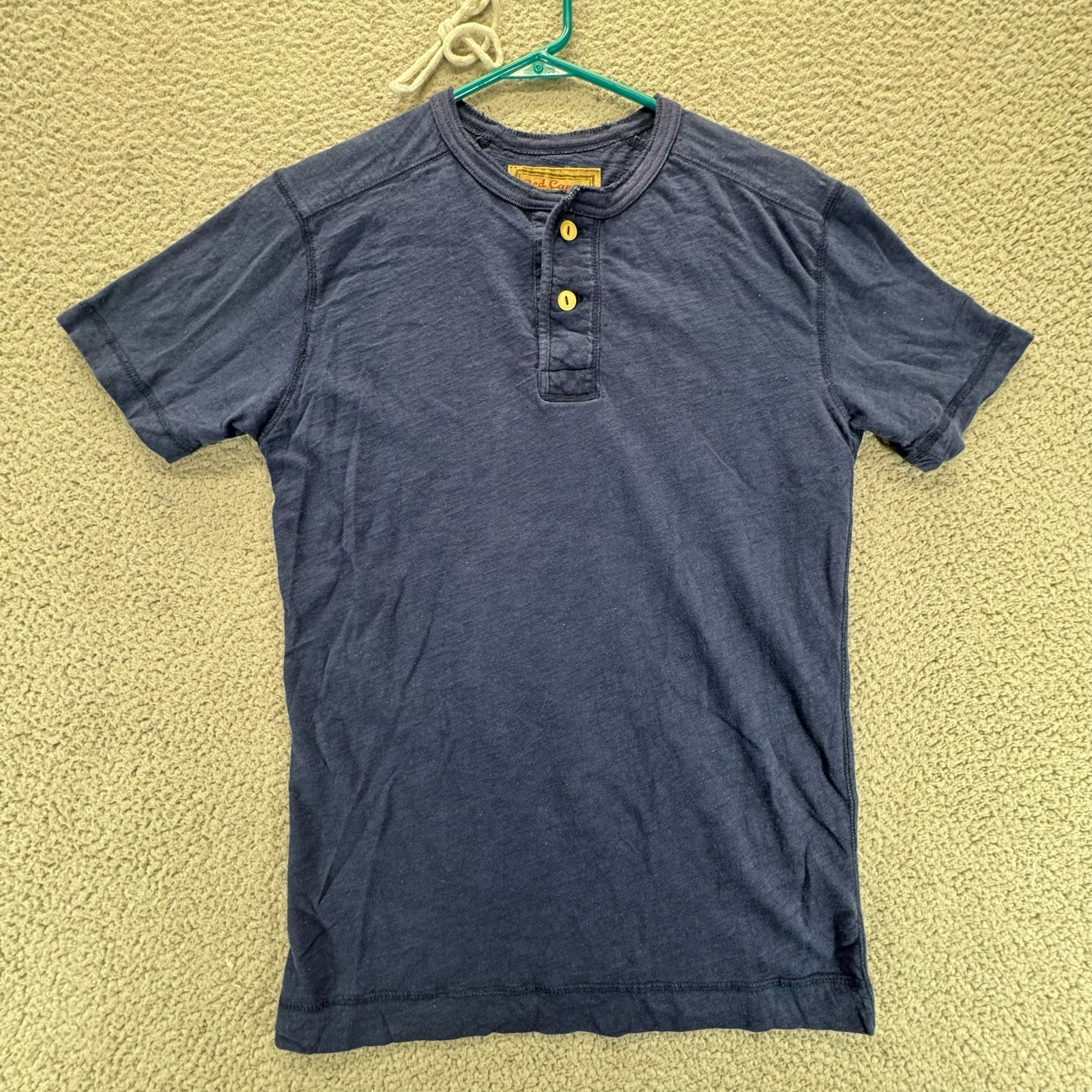 Red Camel Henley Shirt Mens Small Blue Americana Heritage Normcore Cotton Casual