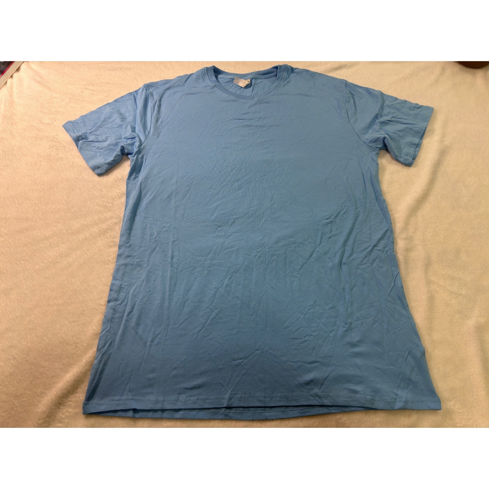 Royal Avalon Mens Bamboo Cotton Blend Crewneck T-Shirt Light Blue Large