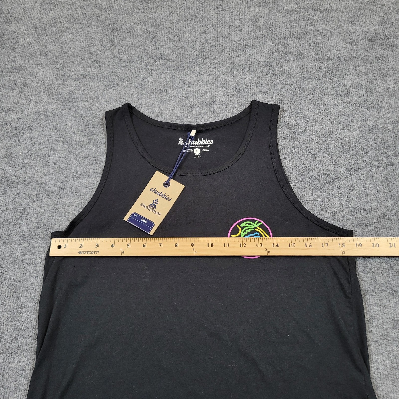 Chubbies Shirt Mens Small Black Neon Dream Tank Top Tropical Beach Graphic Tee