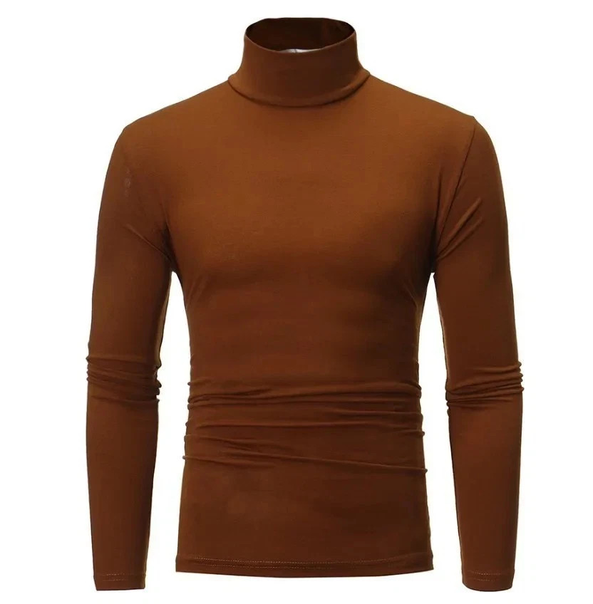 Mens Turtleneck Basic Pullover Long Sleeve Jumper Top Casual Slim Fit T-Shirt**