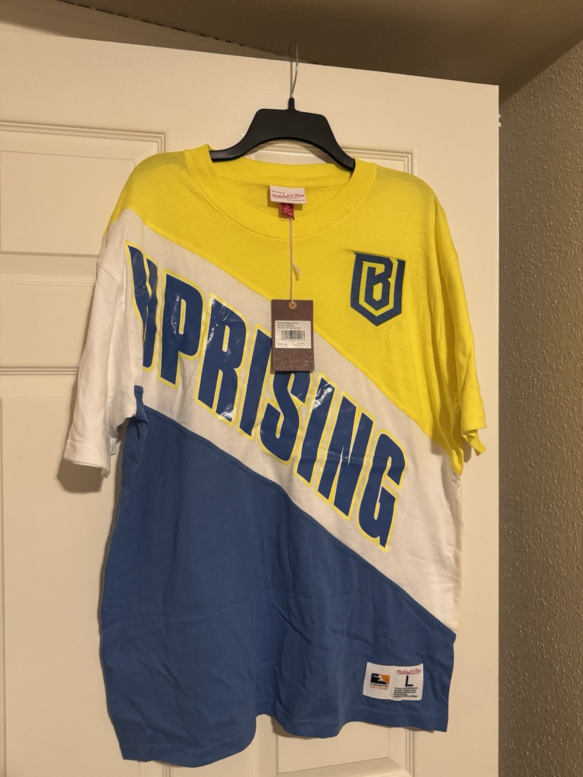 Mitchell & Ness Boston Uprising OWL Colorblock Tee Yellow/White/Blue L