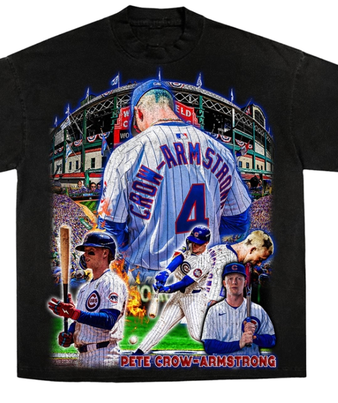 CHICAGO CUBS PCA, PETE CROW ARMSTRONG ON A SHAKA HEAVYWEIGHT T “OVERSIZED FIT