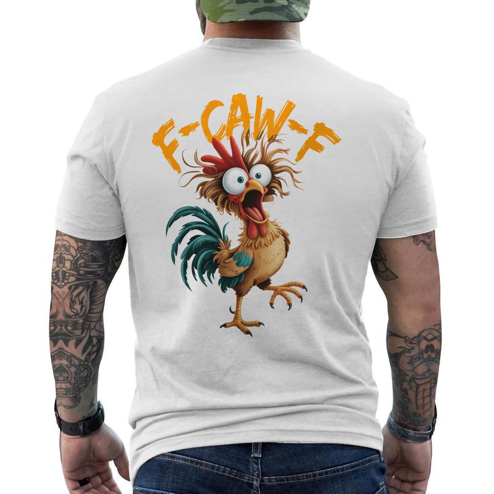 F Caw F Rooster Funny Bird Chicken Whisperer Fawk F Awk F ON BACK T-Shirt