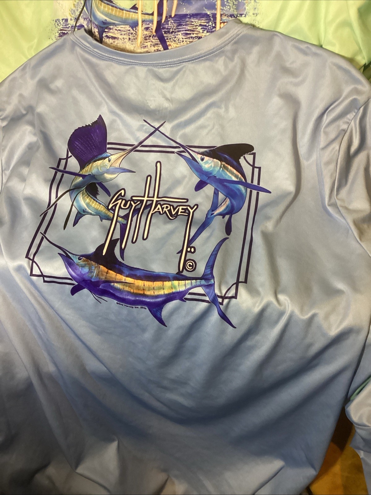 Guy Harvey Performance Long Sleeve Shirts Fish Graphic Print~Lot Of 2~XXL