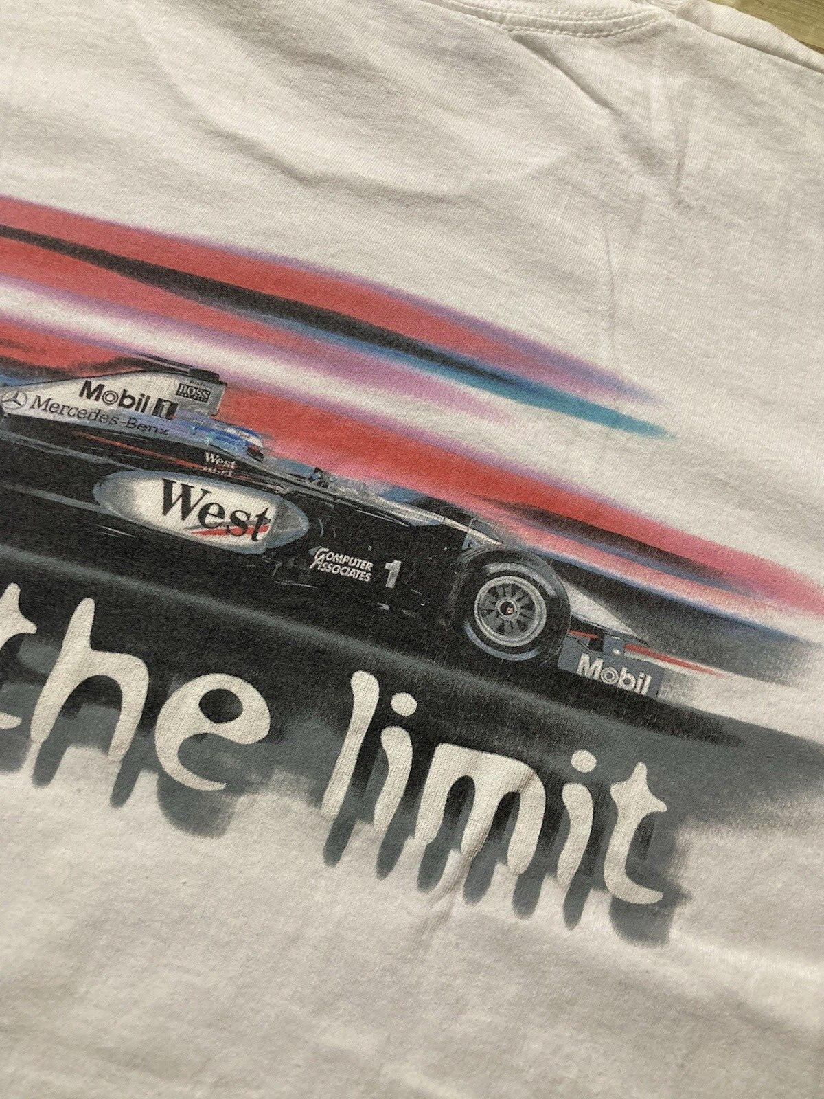 West McLaren Mercedes Formula 1 Racing Team Tee T Shirt Size L White Vintage