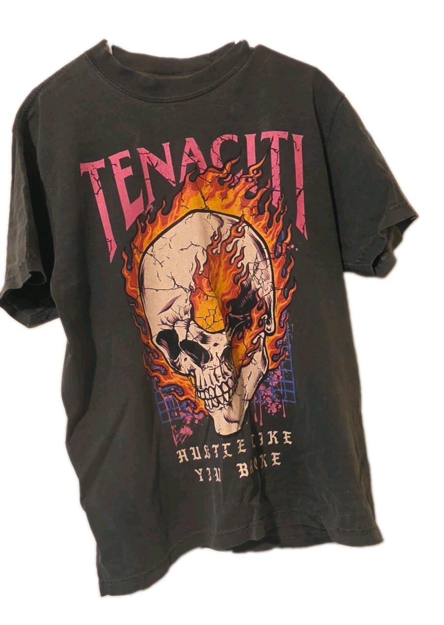 Tenaciti Mens Skull Graphic Ash Short Sleeve T-shirt Size Meduim