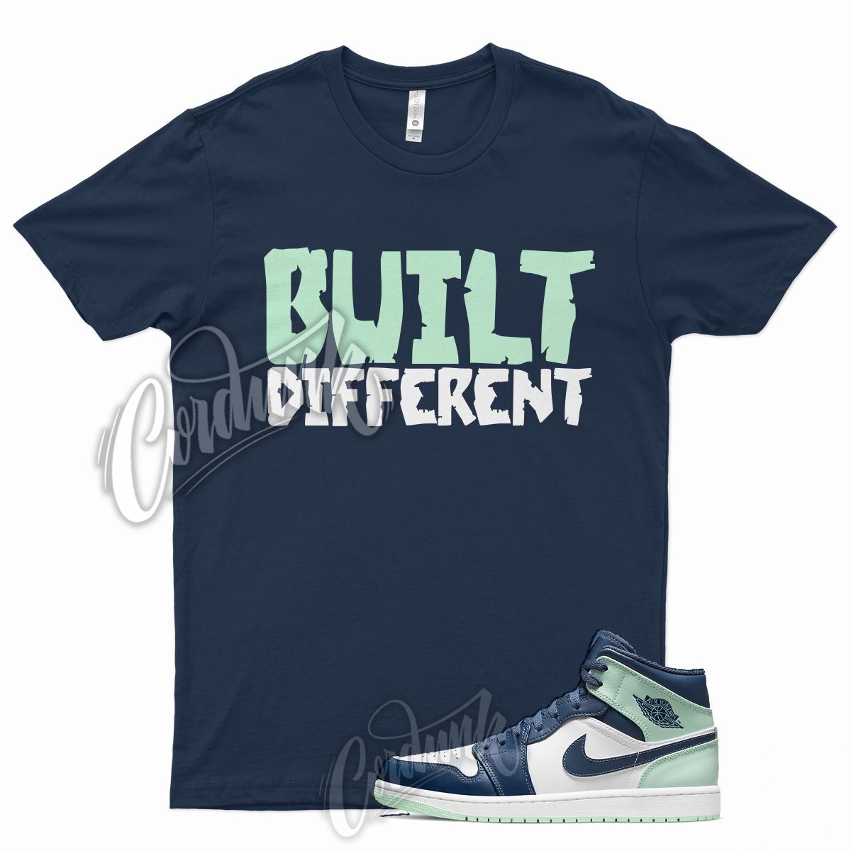 Navy BUILT T Shirt for J1 1 Mystic Blue Mint Foam 6 Tropical Twist Low Mid 5