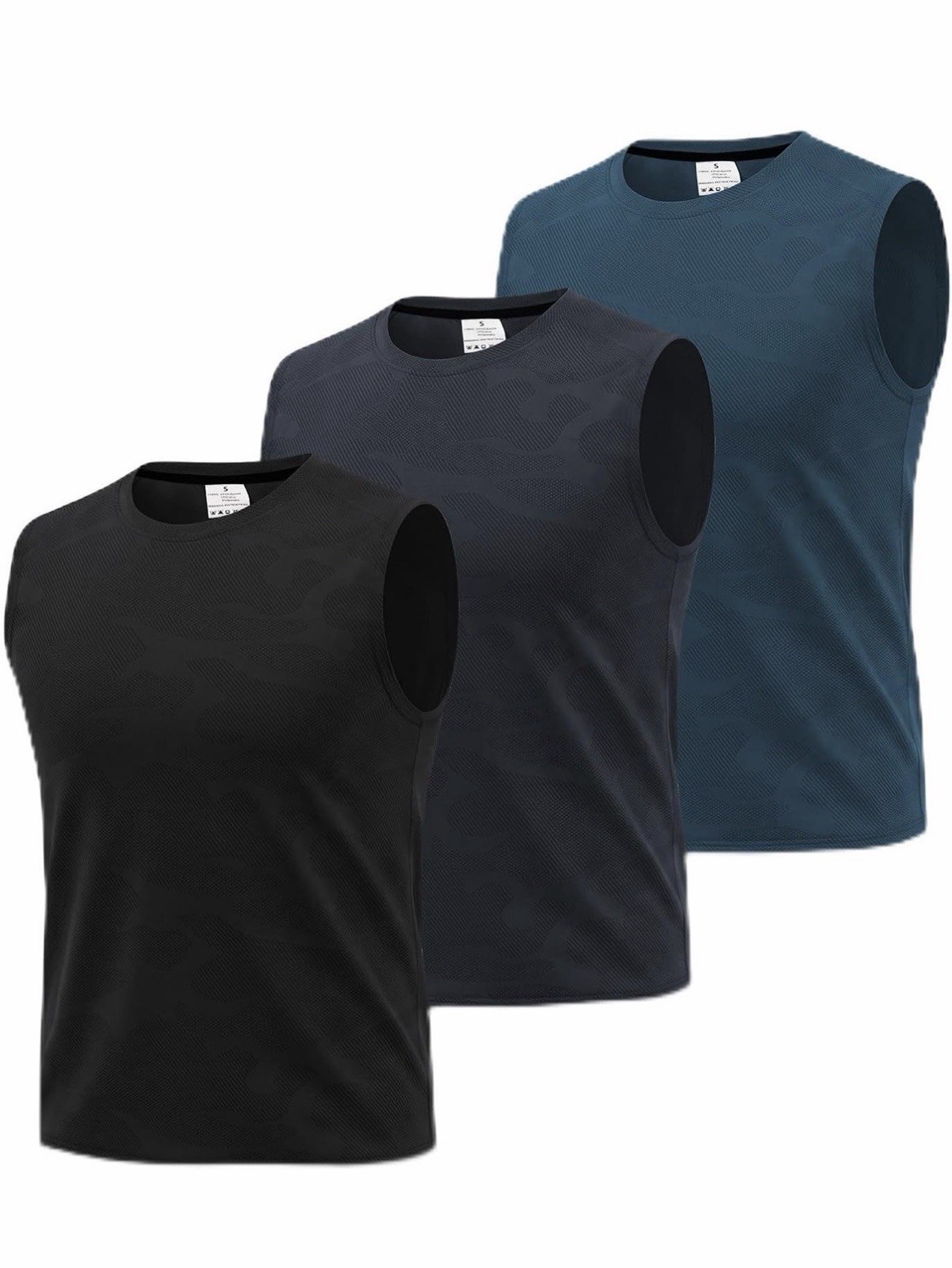 3 Pack Men Quick Dry Sleeveless Muscle Shirts Gym Summer Fitness Workout Running