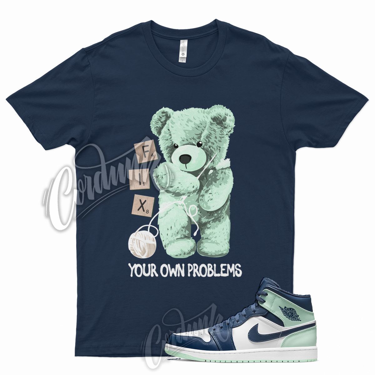 Navy FIX T Shirt for J1 1 Mystic Blue Mint Foam 6 Tropical Twist Low Mid 5