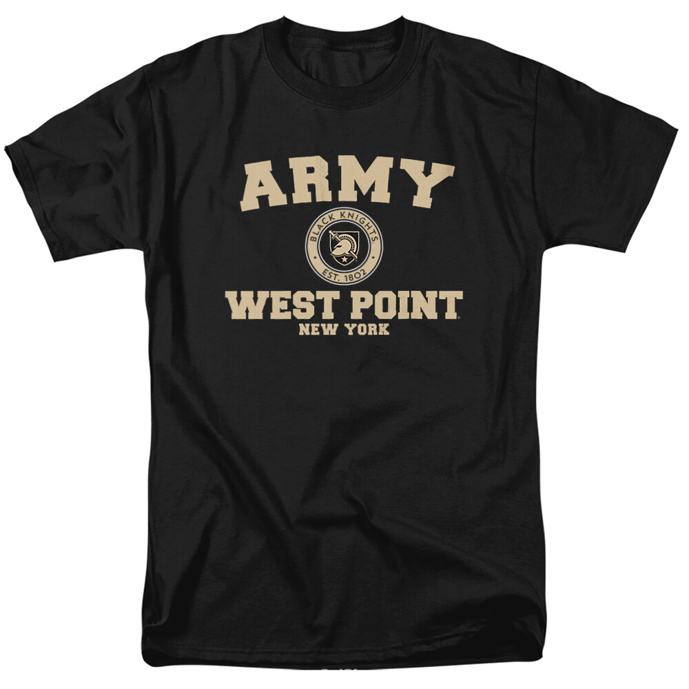 West Point U.S. Military Academy Adult T-Shirt Circle Logo, Black, S-5XL
