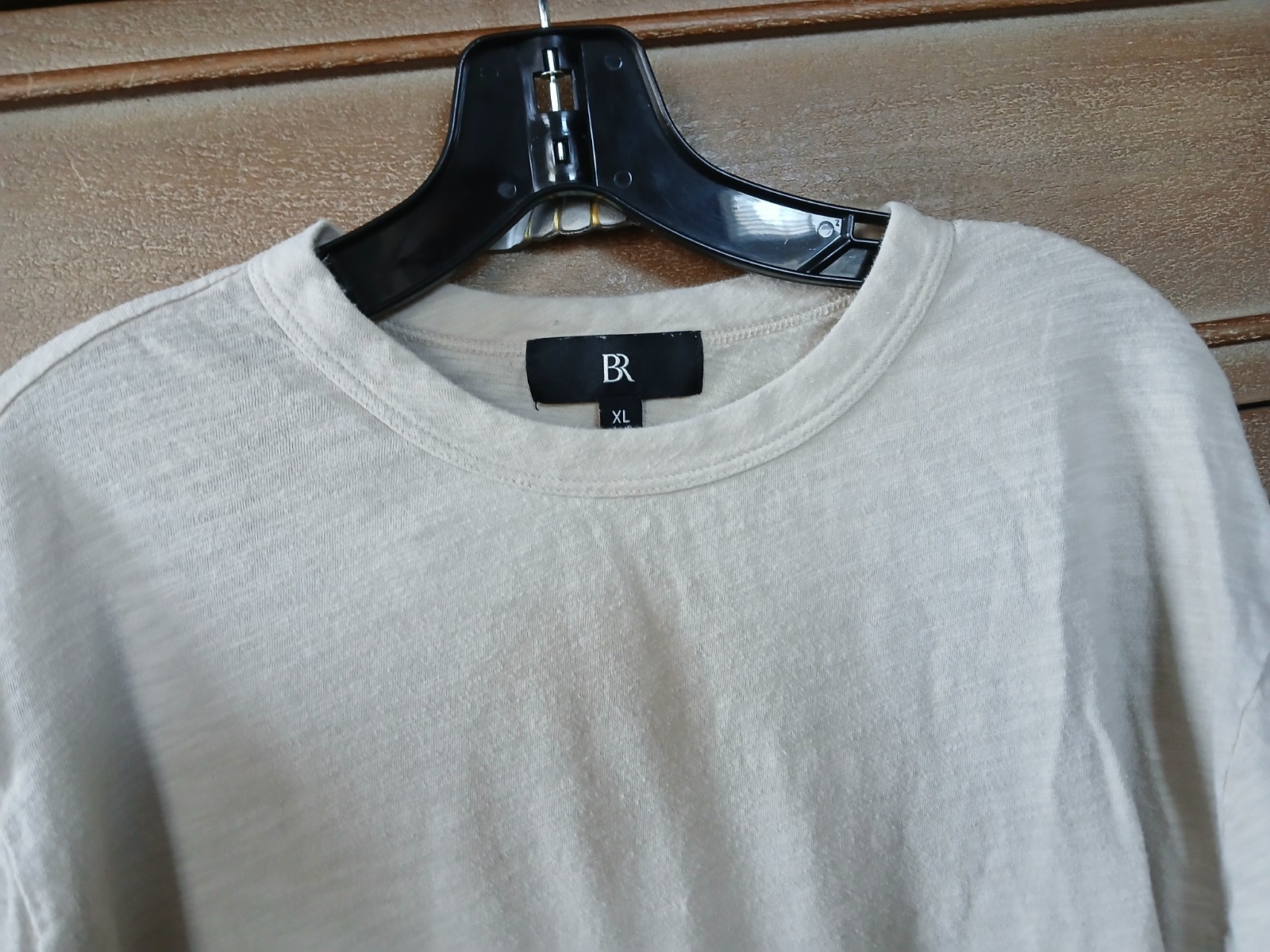 Banana Republic Cotton Slub Garment Dyed Long Sleeve T-Shirt Tee Cream Beige