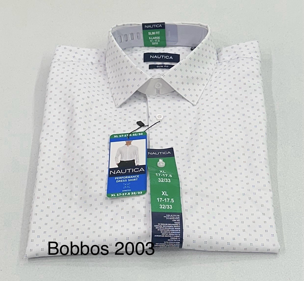 Nautica Men’s Performance Slim Fit Dress Shirt, White, XL (17-17.5, 32/33)