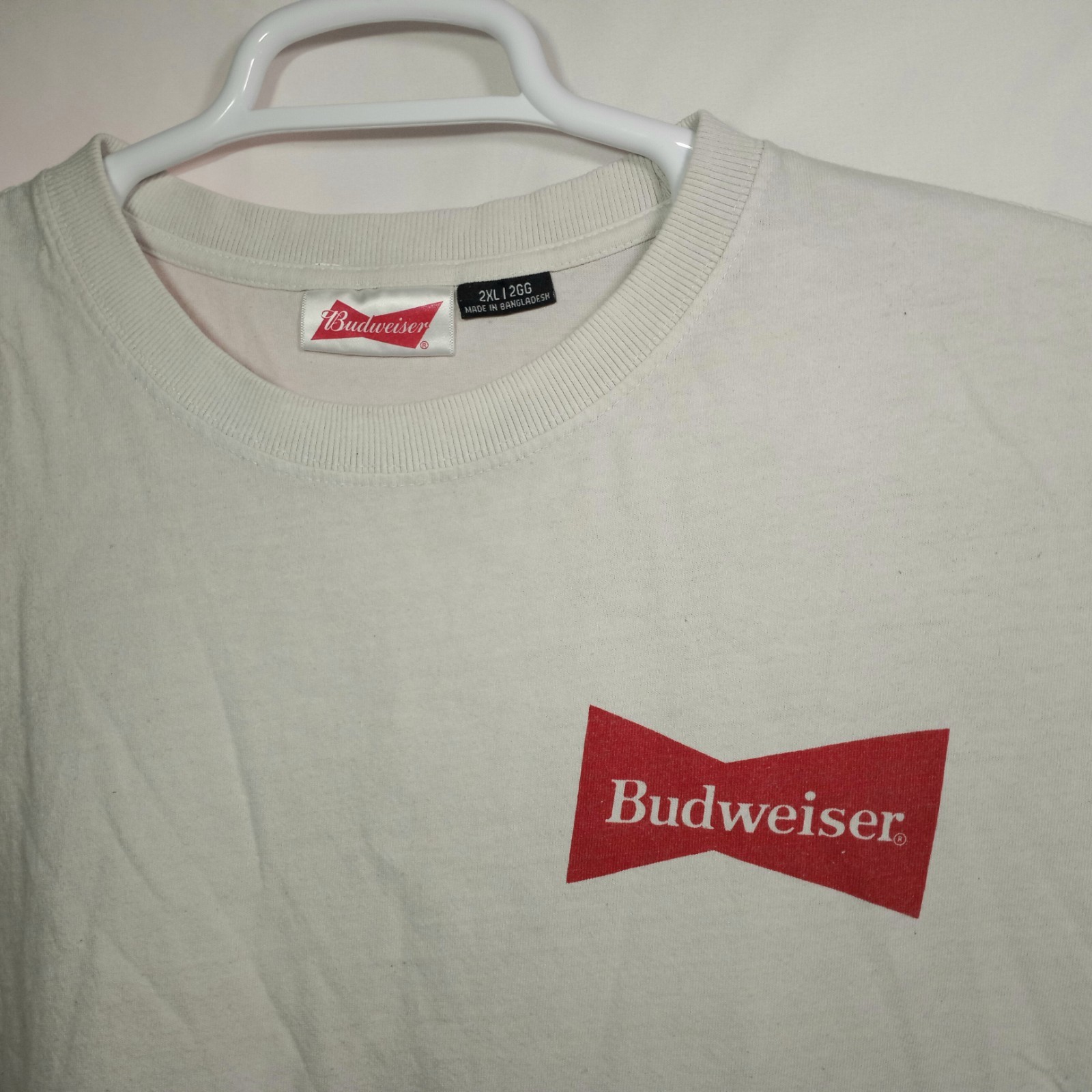 Vtg Budweiser Tagged Shirt 90s Maybe 80s 2XL Thin Distressed King Of Beers White