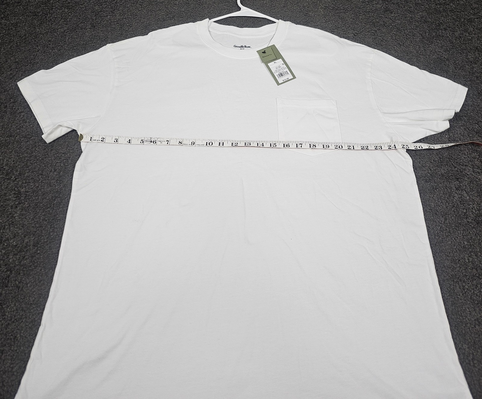 Men’s Crew Neck T Shirt XL White “Pack of 2” Pocket Relaxed Fit Goodfellow Co