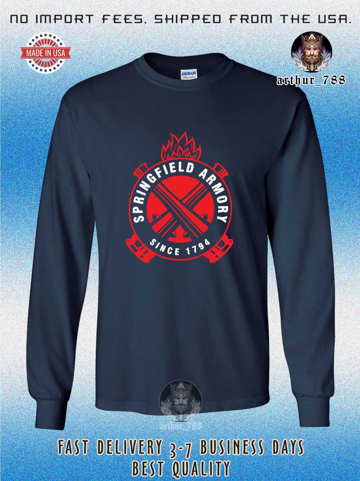Springfield Armory Since 1794 Men’s Long Sleeve T-Shirt American Size T-Shirt