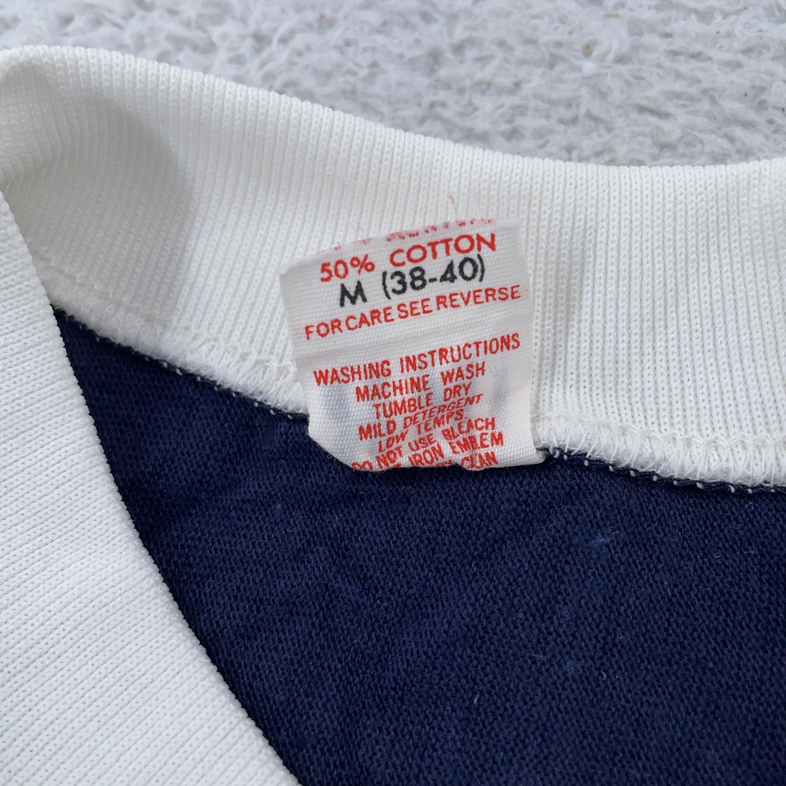Vtg 70s Blank Jersey Ringer Shirt 2XS Navy White Stripes V Neck Tee