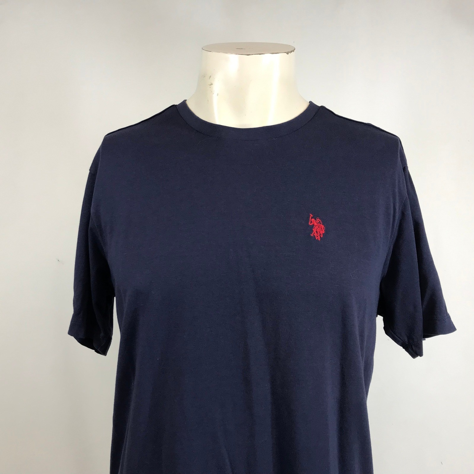 US Polo Assn Mens Navy Blue Cotton Crewneck T-Shirt Red Logo Size Medium