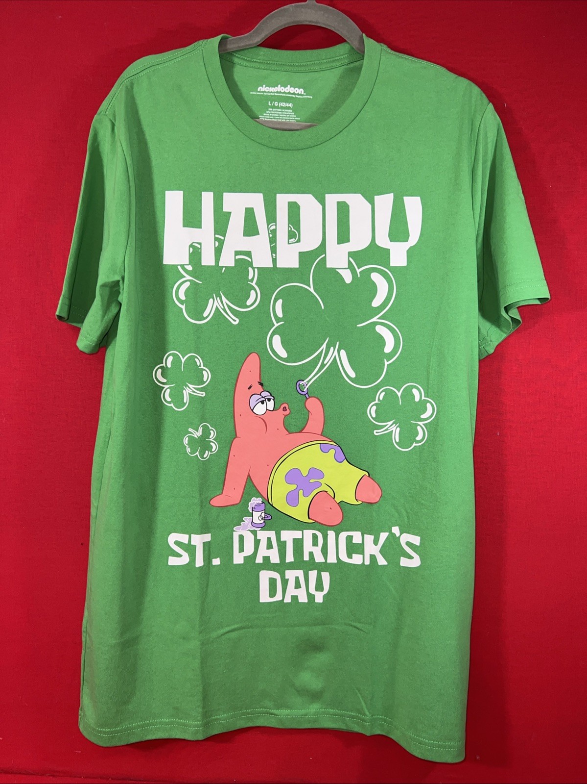 Mens Nickelodeon Patrick Star , St Patrick’s Day T-Shirt. Green. SZ XL