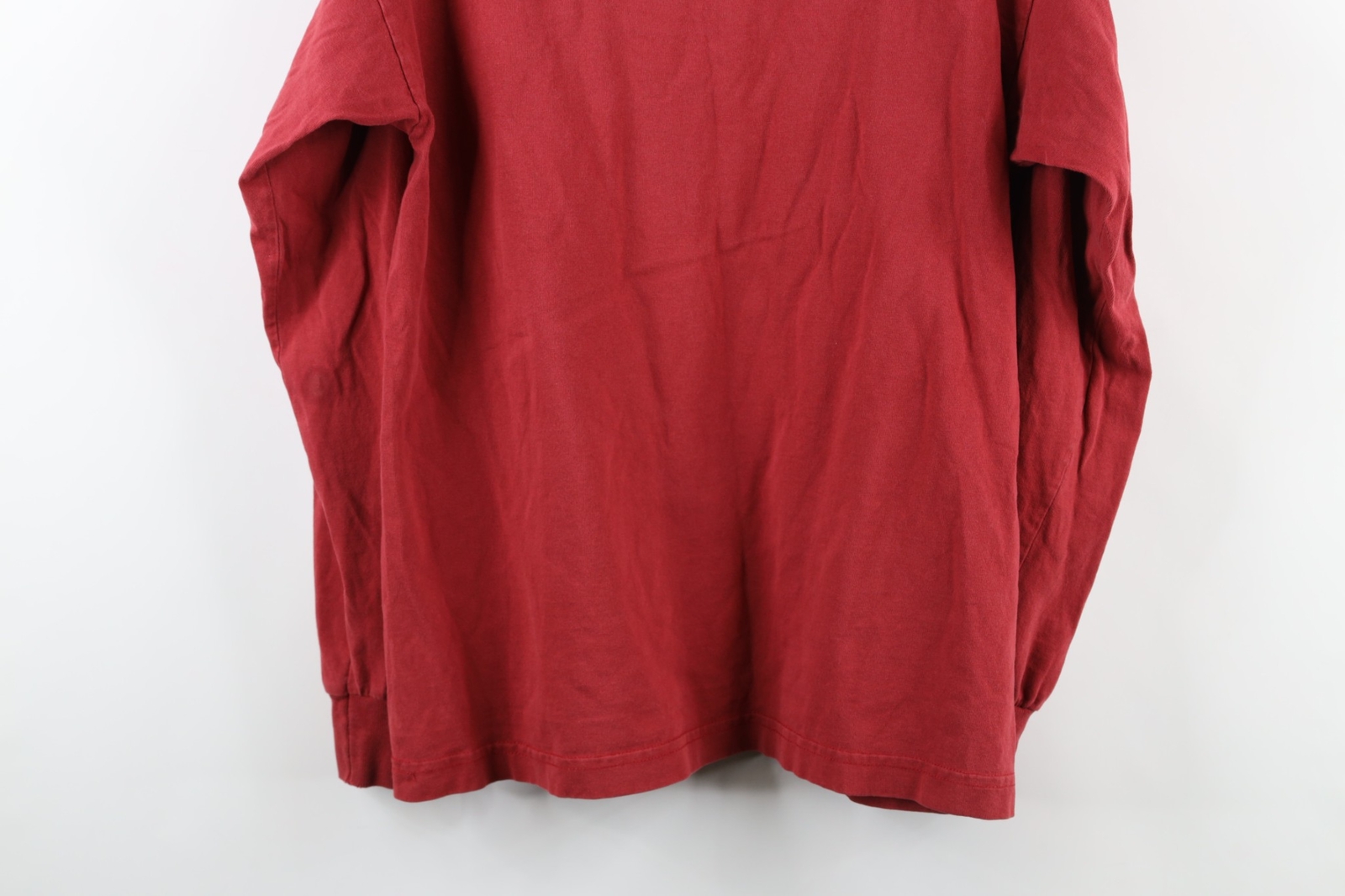 Vintage 90s Streetwear Mens Small Faded Chinese Dragon Long Sleeve T-Shirt Red