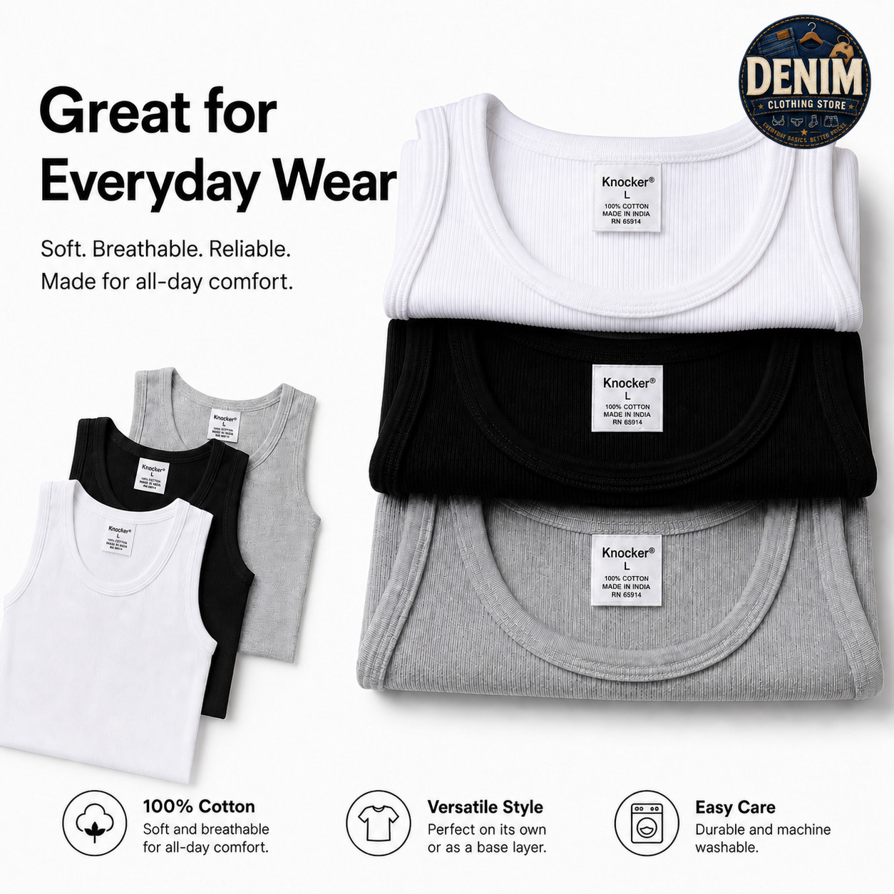 3 6 12 Pack Men Tank Top 100% Cotton A-Shirt Wife Beater Ribbed Undershirt S-3XL