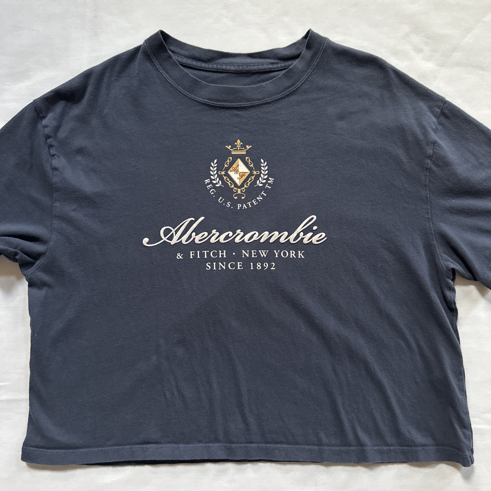 Women’s Abercrombie & FItch Cropped Crest Logo Tee Boxy Y2K Inspired Preppy M