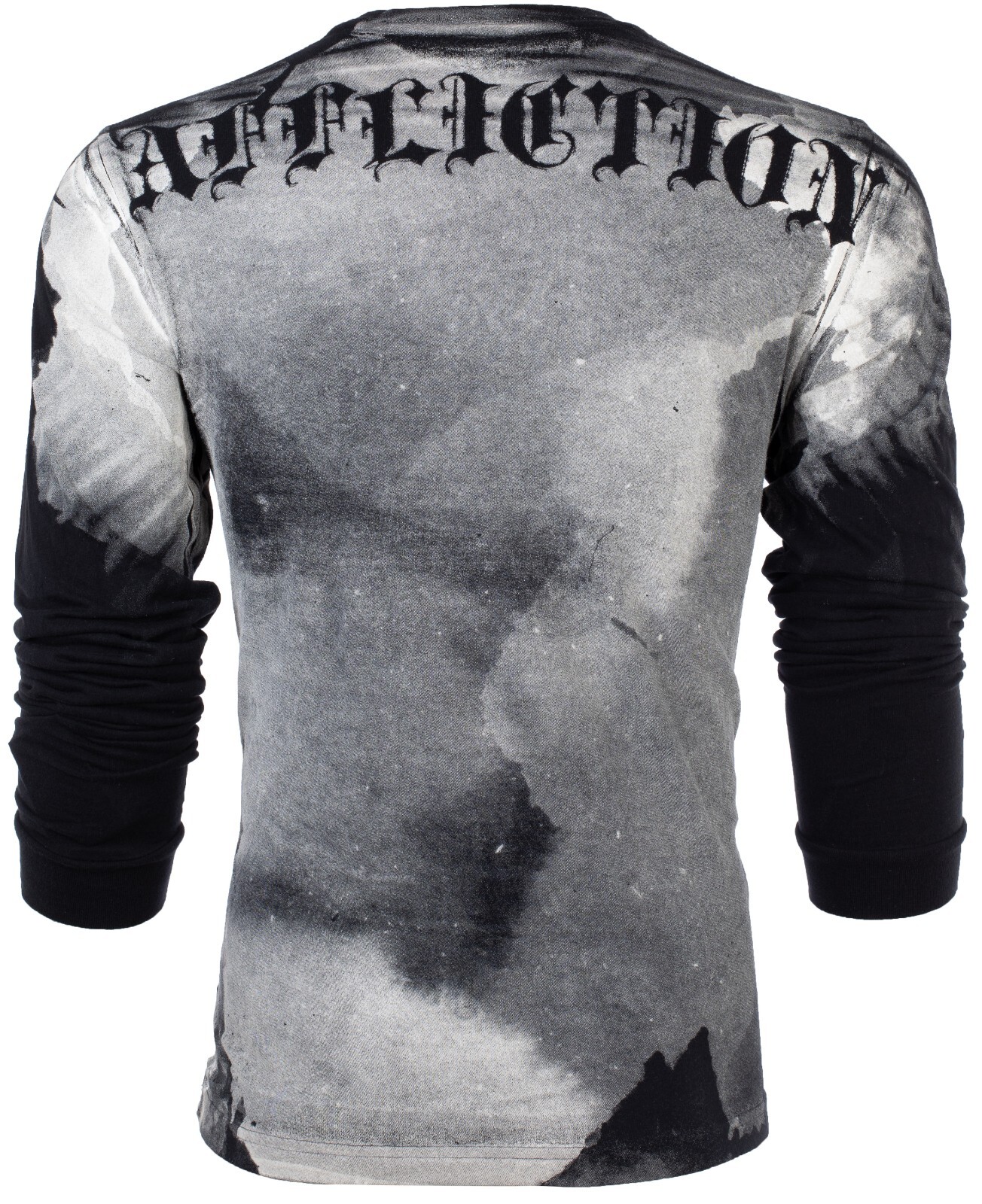 $78 AFFLICTION Black PUPPET MASTER Skull Long Sleeve Slim Fit Y2K T-shirt NWT
