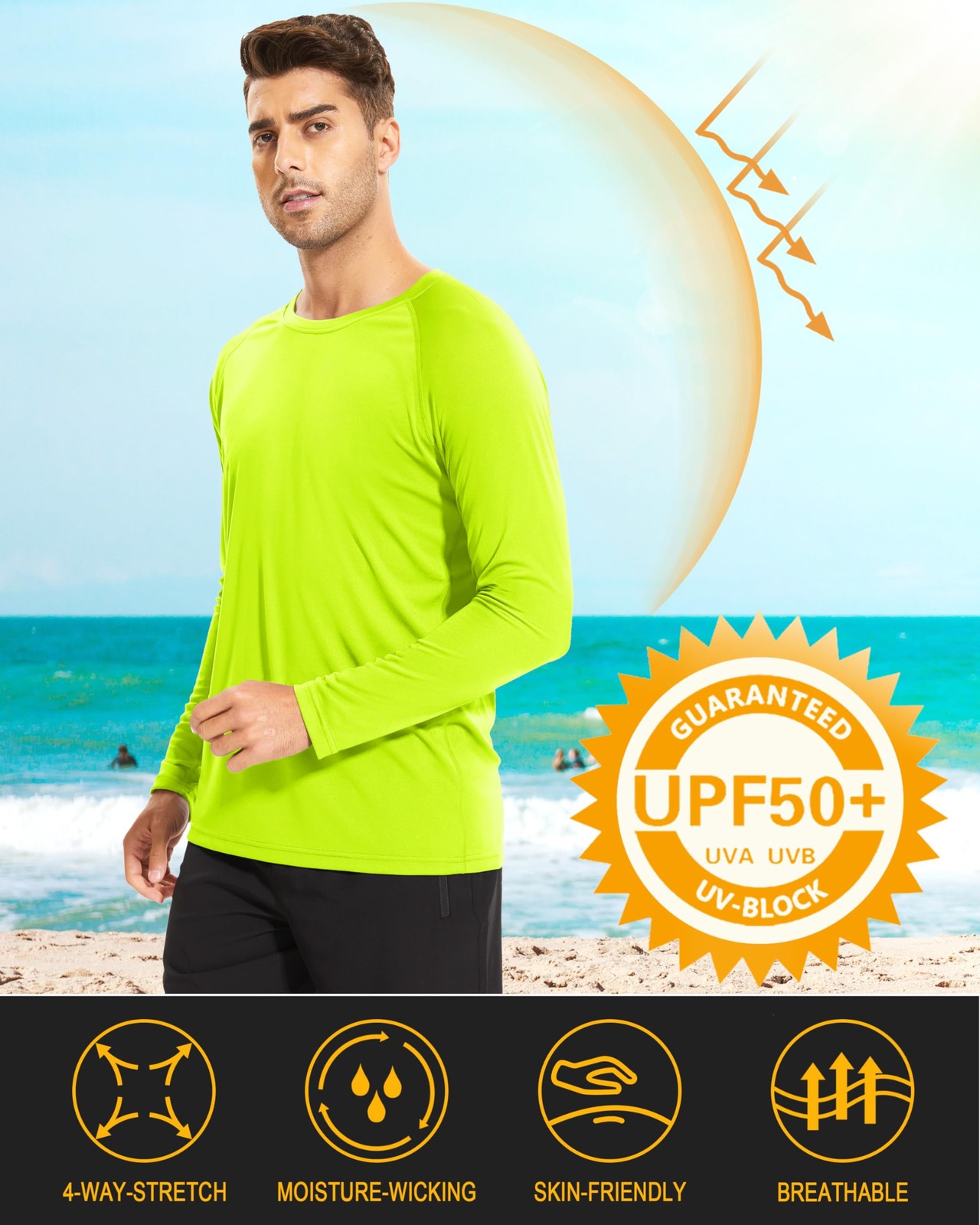 Men’s Long Sleeve Shirts UPF 50+ UV Sun Protection Athletic Shirts for Hiking…