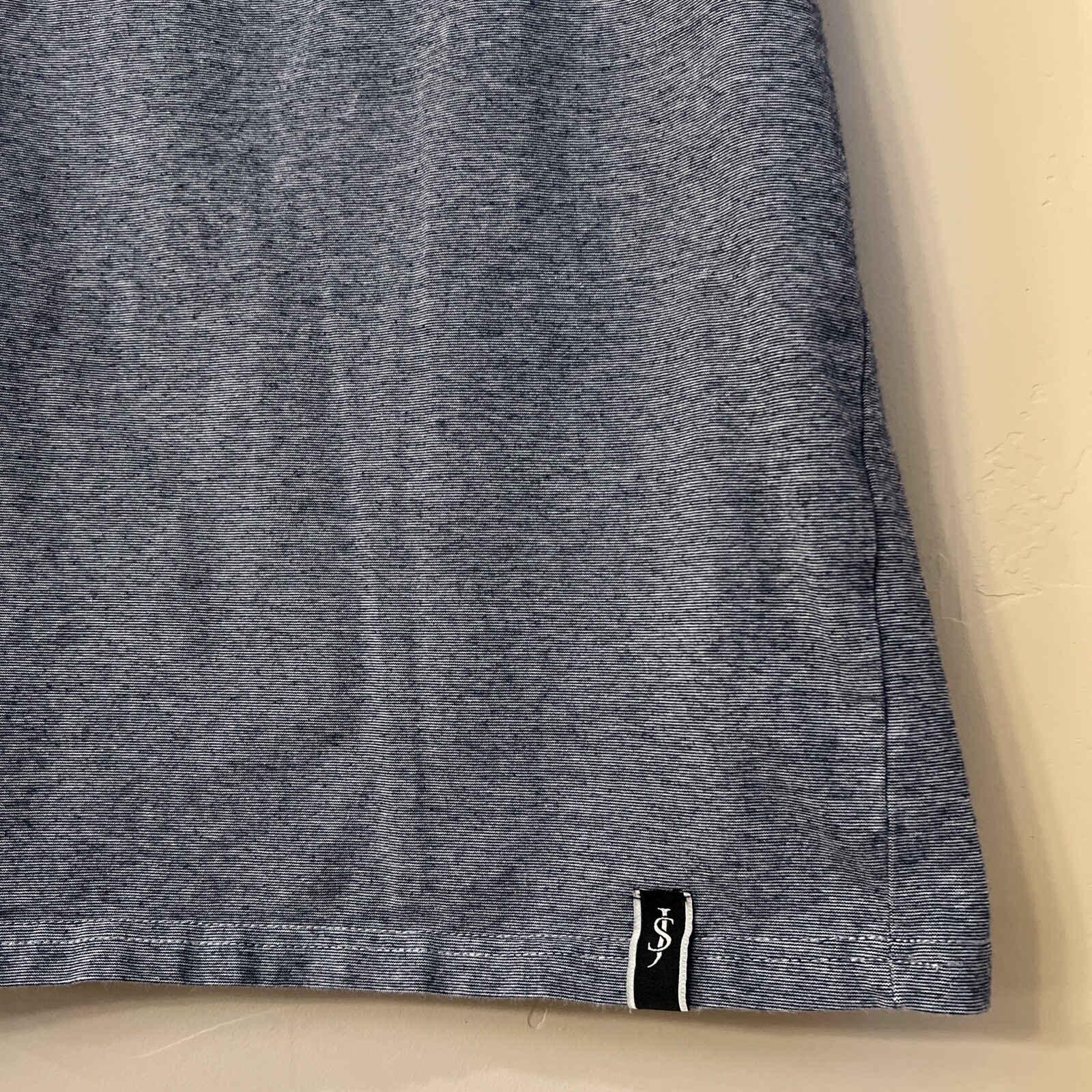 Scott James Men’s Blue Stretch V Neck Shirt W/Button Pocket & Contrasting Trim