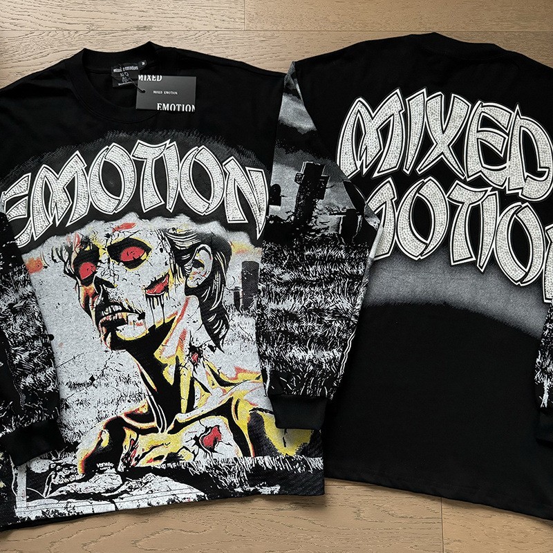 MIXED EMOTION Printed Direct-Print Long-Sleeved T-Shirt