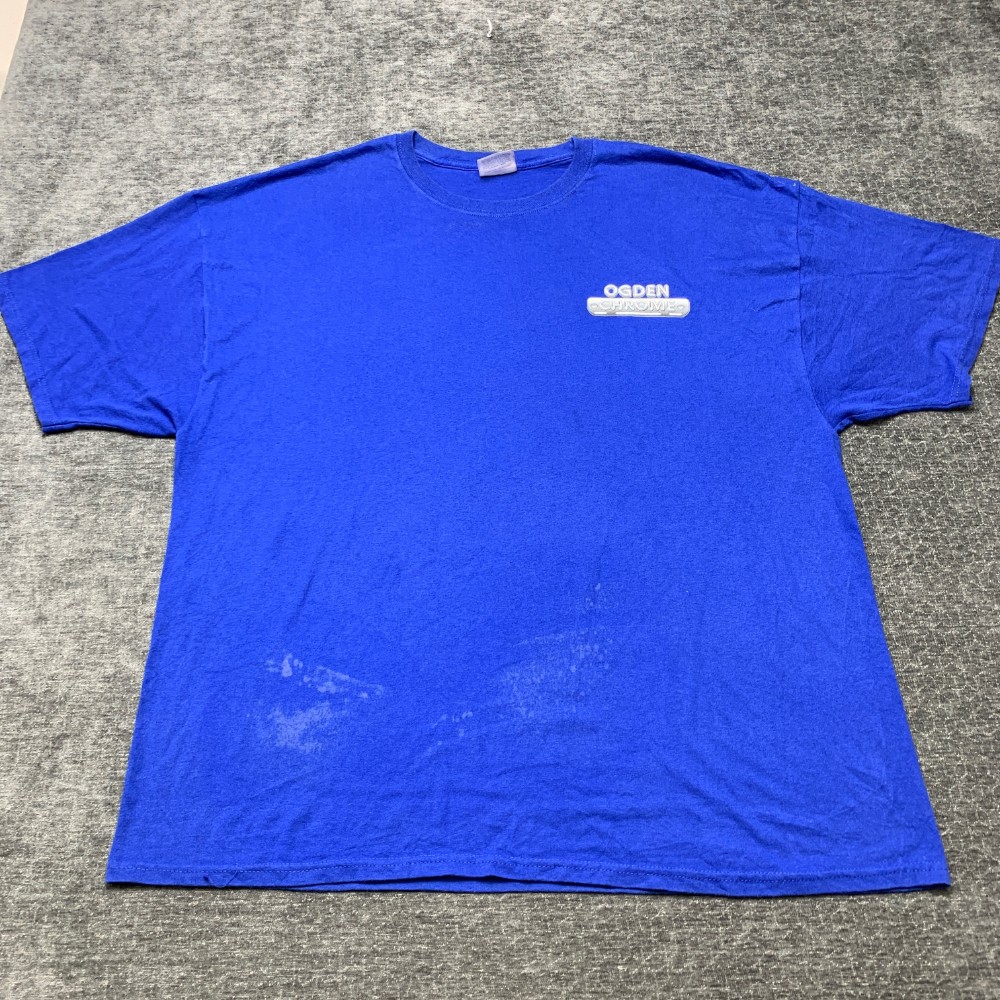 Hanes Heavyweight 50/50 Ogden Chrome T Shirt Adult 3XL 54-56 Blue Cotton Graphic