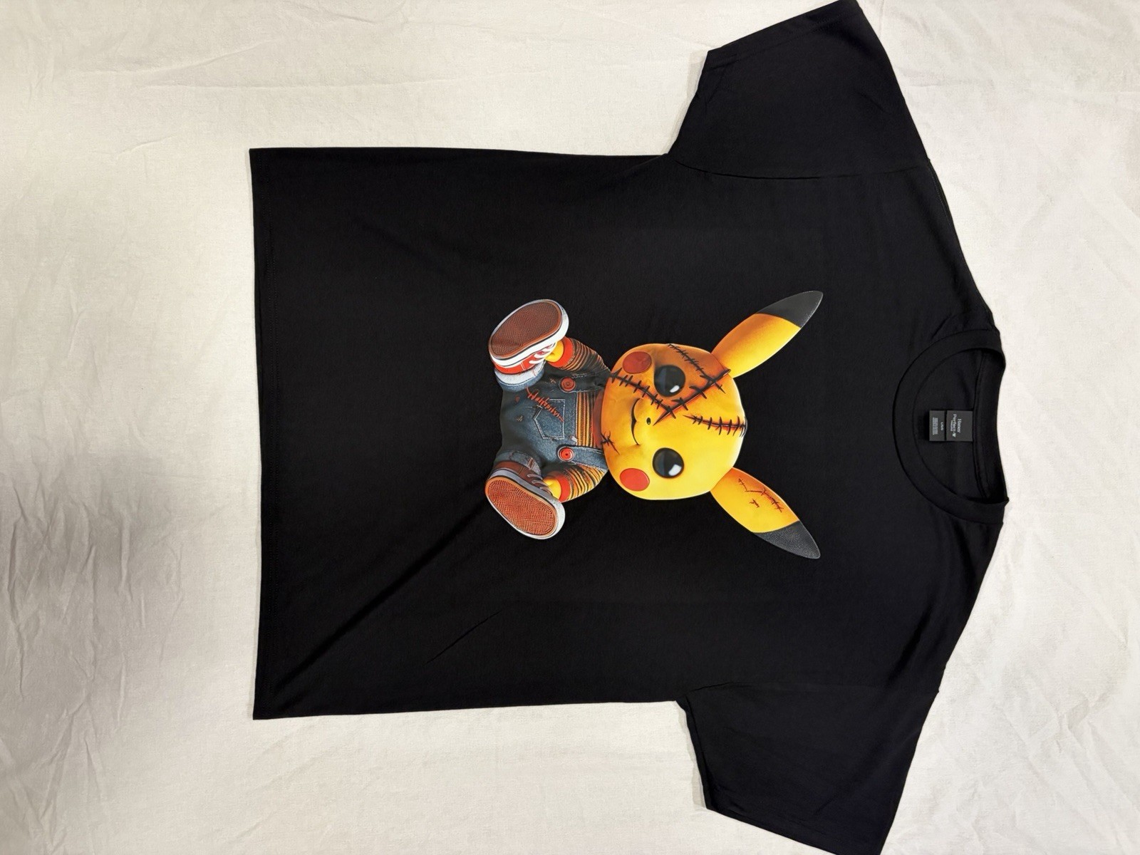 Pikachu Chucky Horror Graphic Tee Black Mens Sz L Pokemon Inspired Streetwear