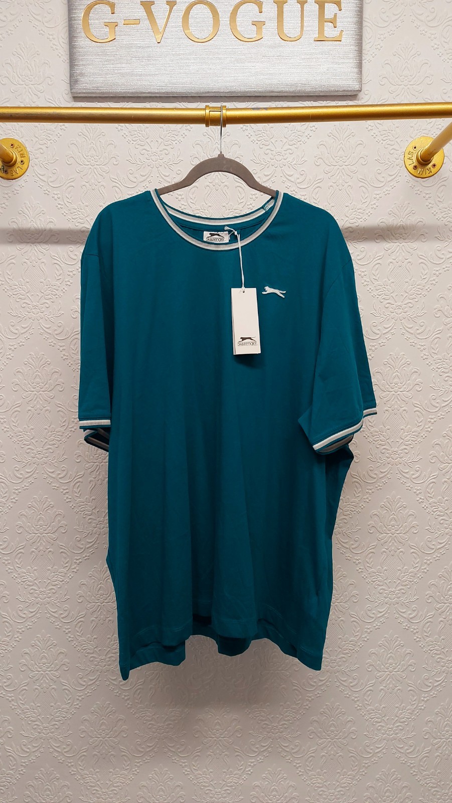 Slazenger Mens TSHIRT Size 4XL Blue Cotton Short Sleeve New With Tags